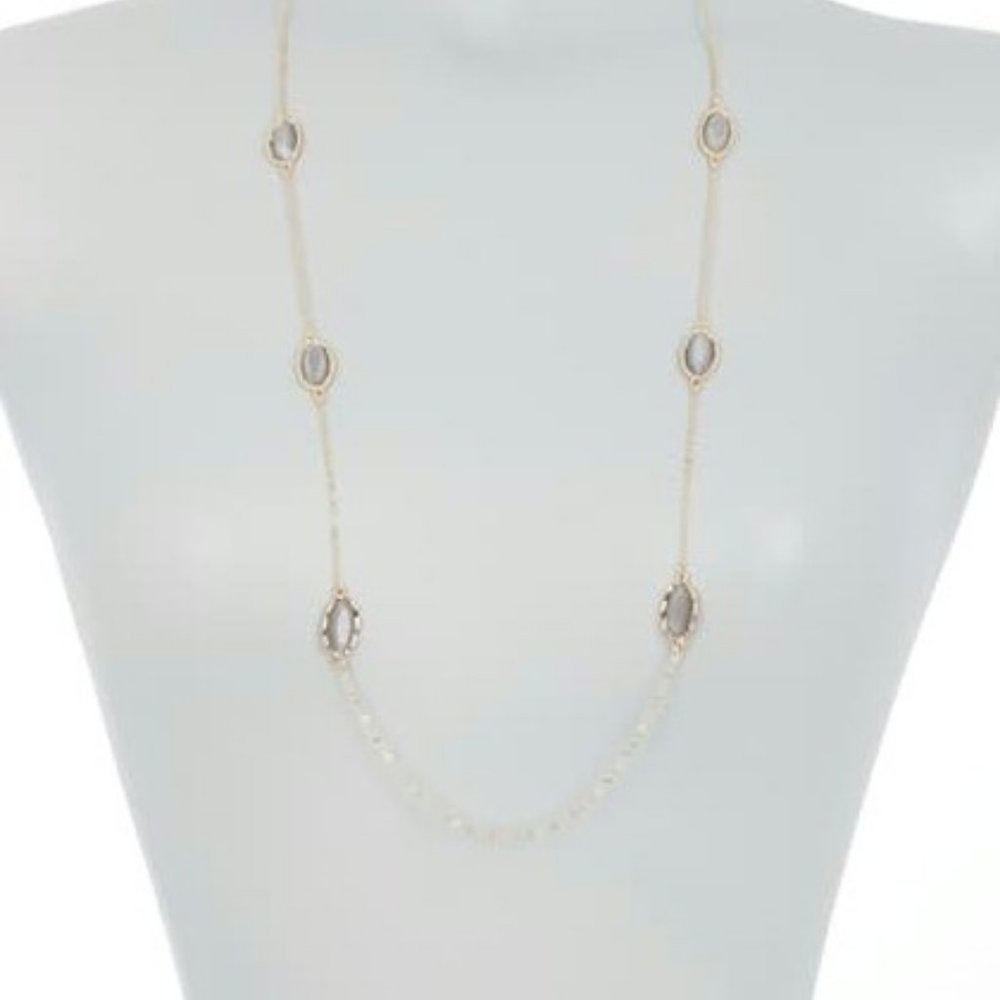 Necklace Long Gold Grey NWT New